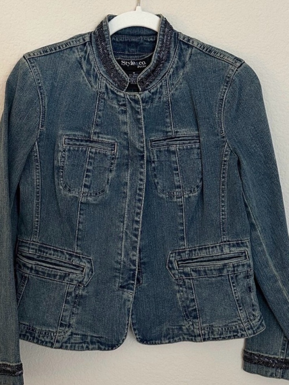 Style & Co. Jean Jacket with Beading Detail